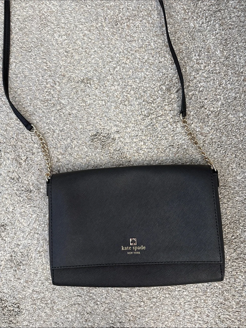 kate spade black crossbody bag with gold chain